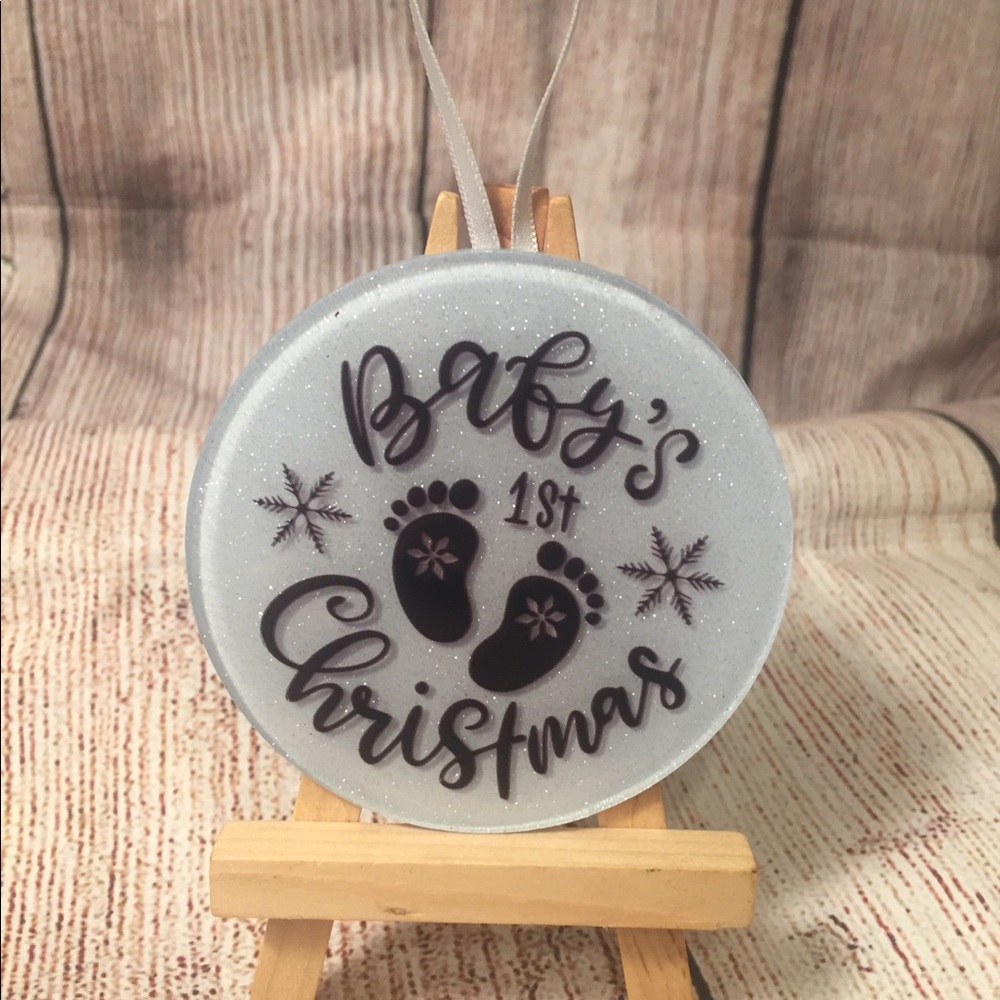 Baby’s First Christmas Blue Glitter Ornament